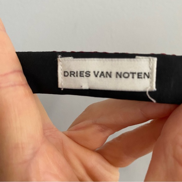 Dries Van Noten Bow Tie Silk Highlander Plaid Red Gray Christmas Adjustable - Picture 3 of 10